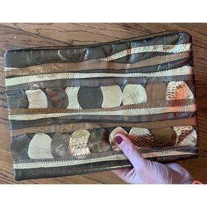 Vintage Gold Leather 80's Evening Clutch